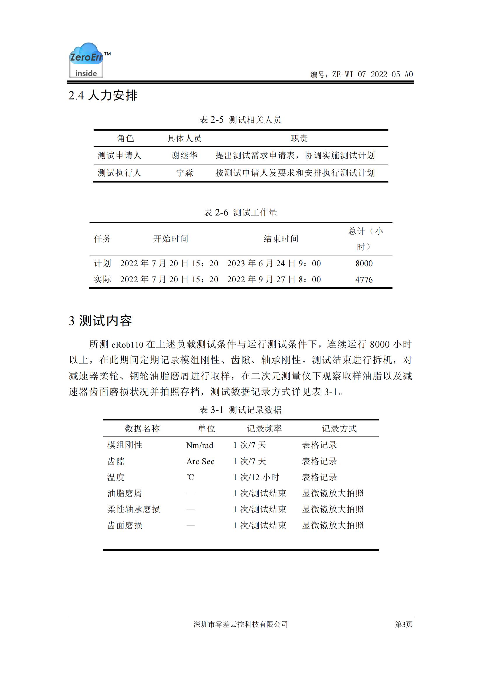 高扭矩减速器寿命测试报告